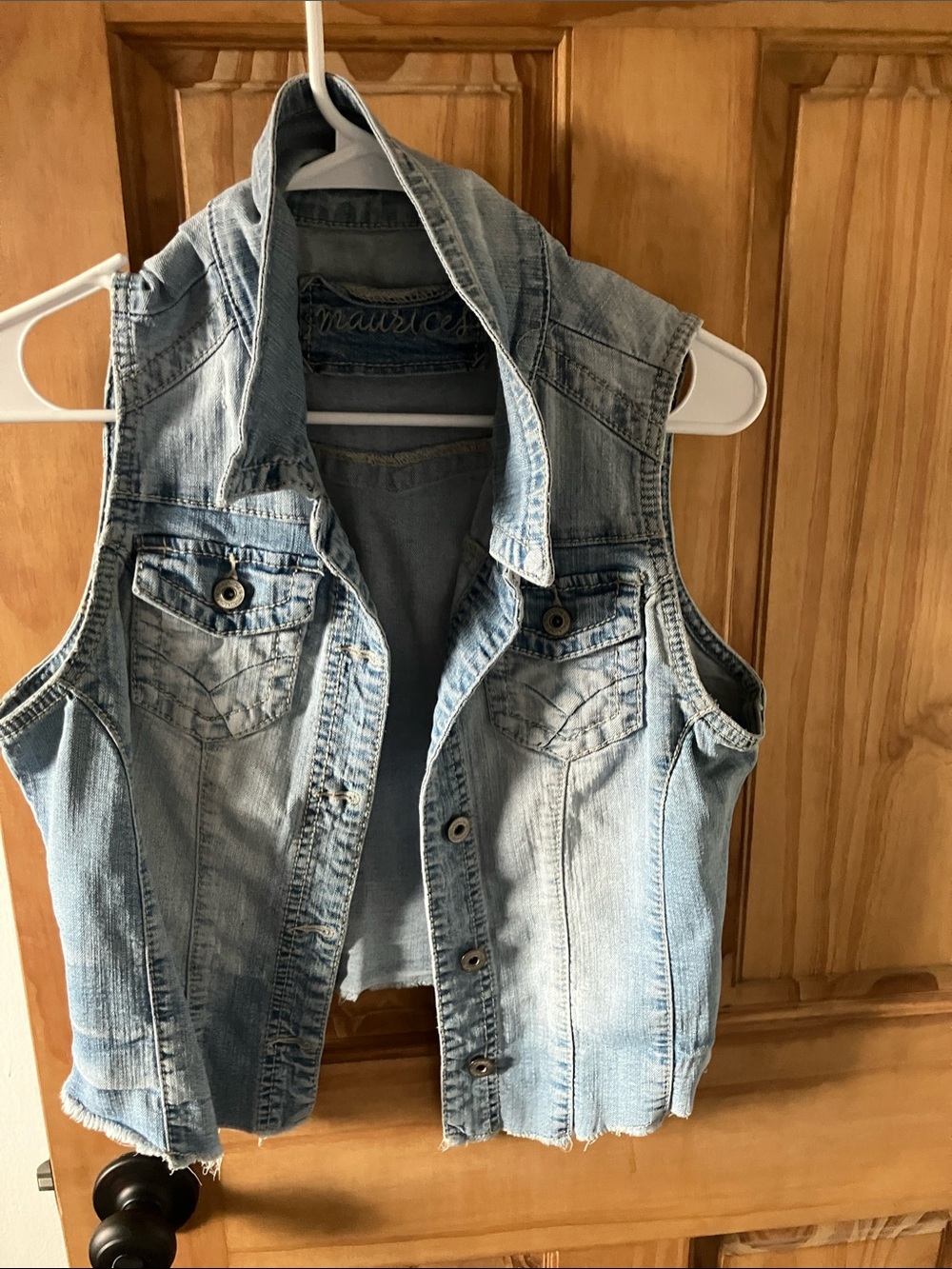 Maurices Light Wash Denim Sleeveless Vest